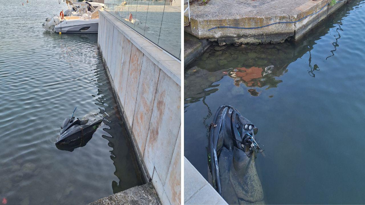 Livorno, moto d’acqua semiaffondata a Porta a Mare: «Togliete quel degrado inquinante»