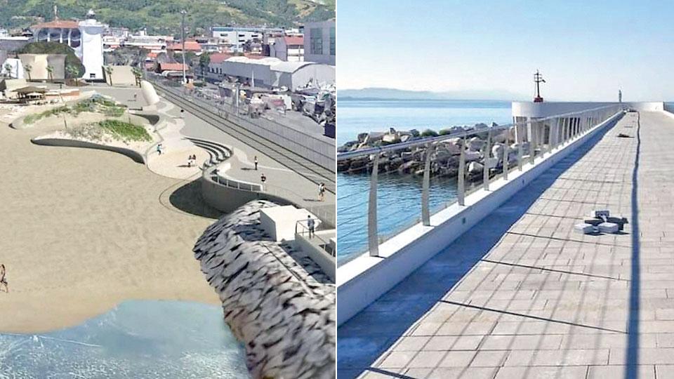 due immagini di come è stata ristrutturata la Passeggiata del Molo