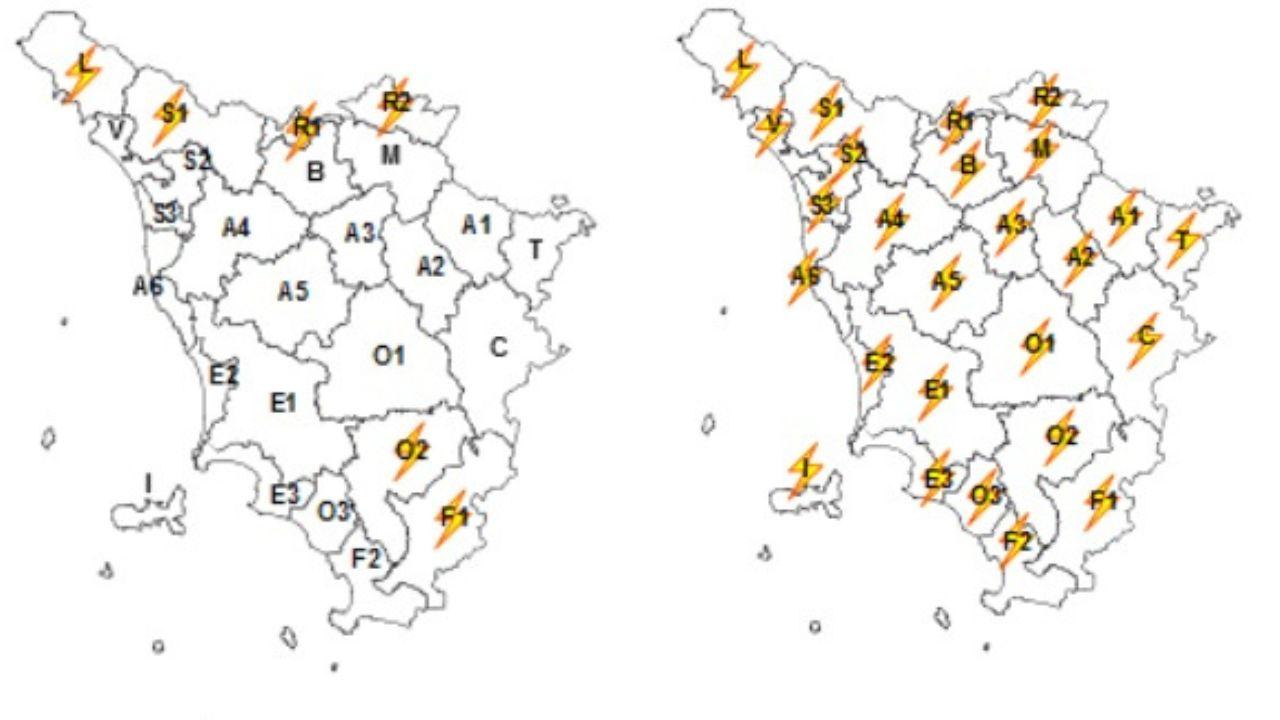 Tornano i temporali in Toscana