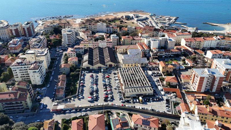Un’immagine area di come appare oggi l’ex deposito Atl di via Meyer