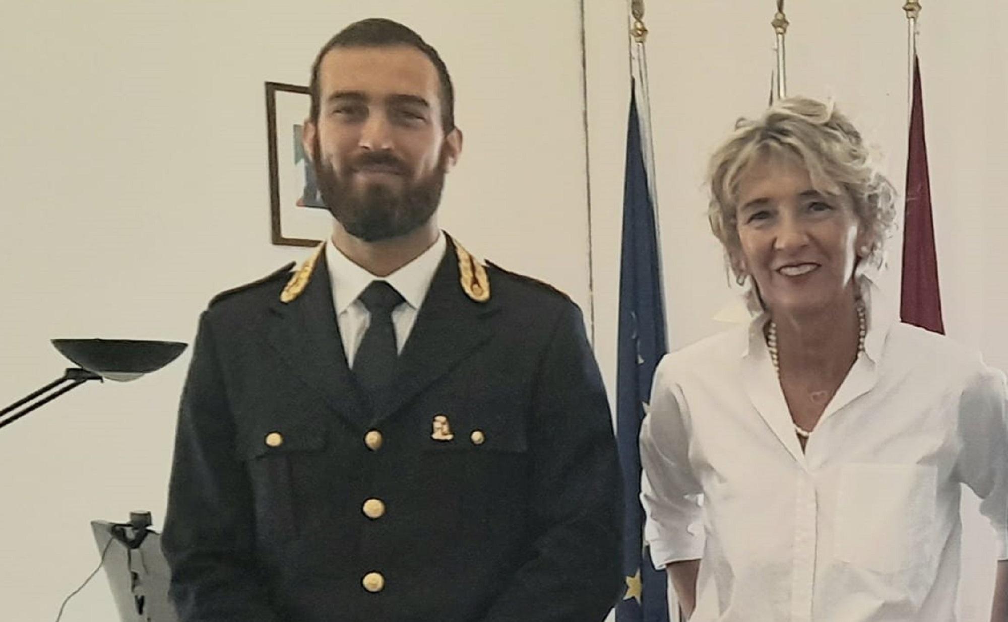 Il commissario capo Alessio Del Gigia con la questora Giusy Stellino