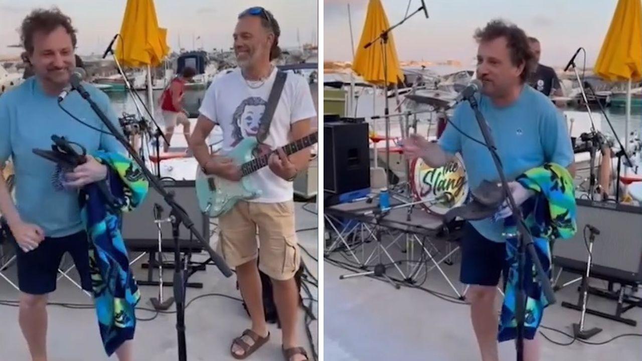 
	Leonardo Pieraccioni durante il concerto improvvisato


