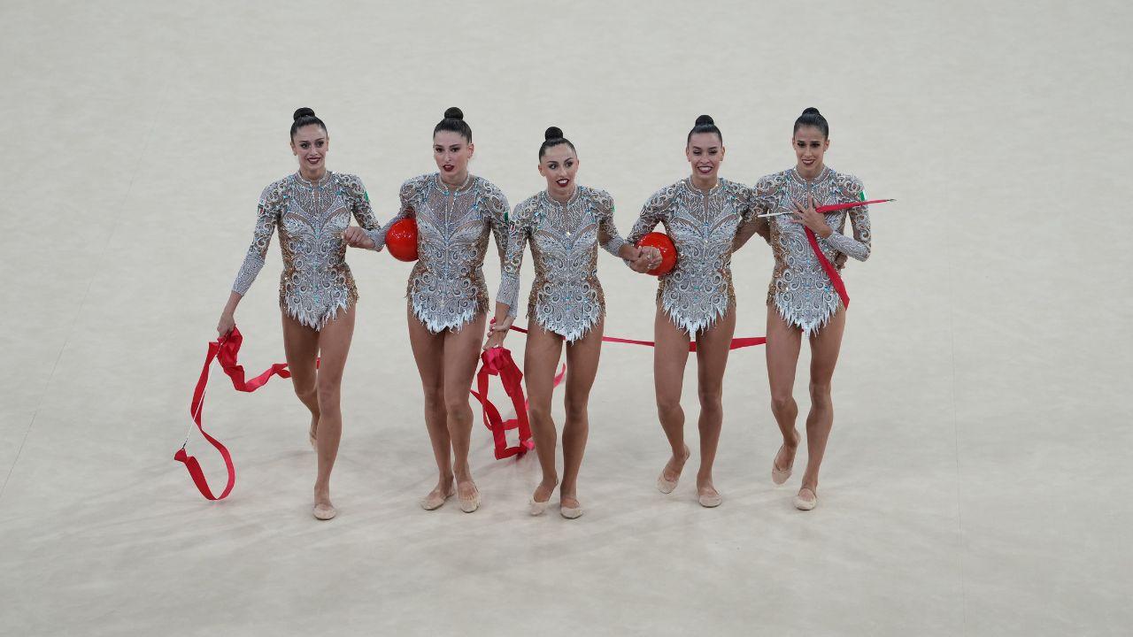La squadra azzurra della ginnastica ritmica