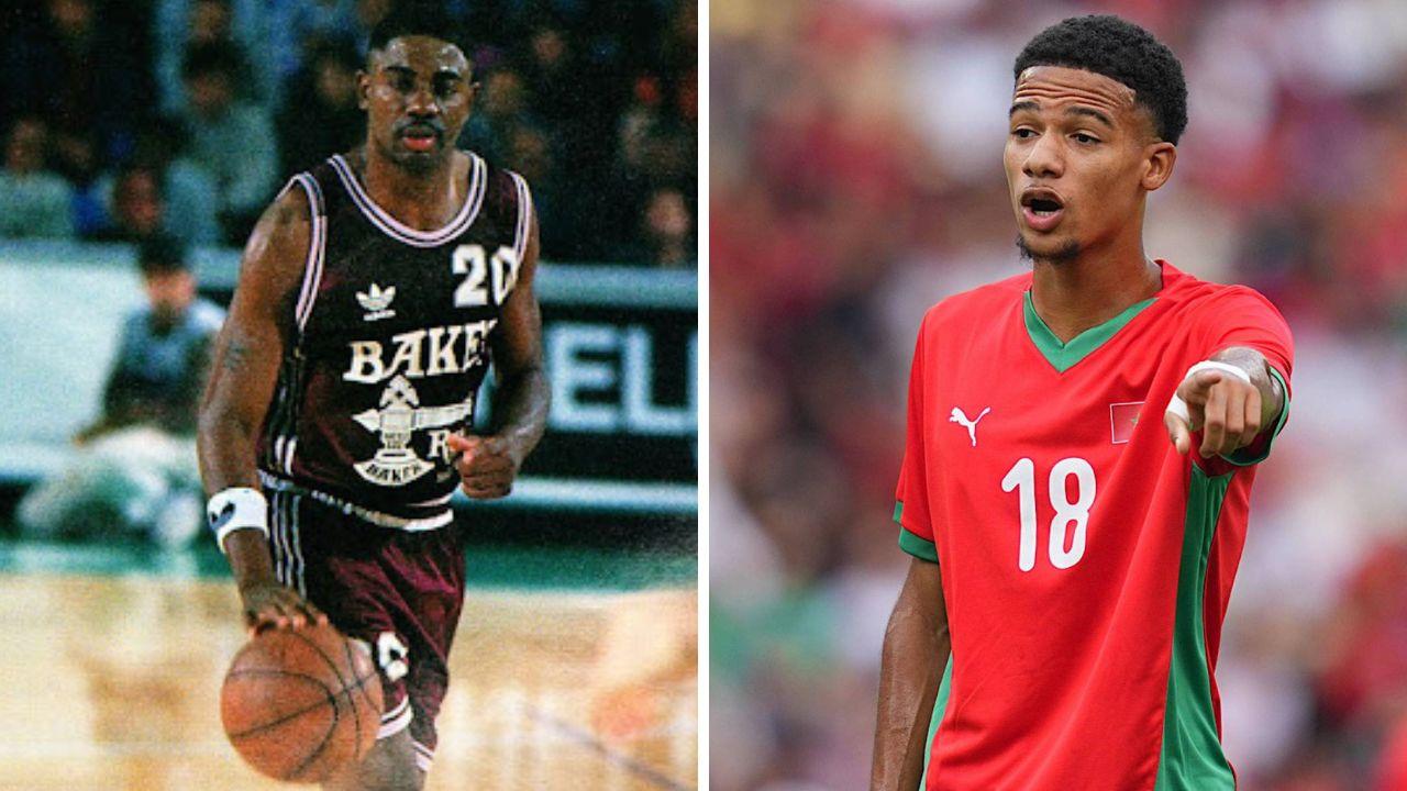Micheal Ray Richardson, a Livorno dal 1992 al 1994, e a destra il figlio Amir