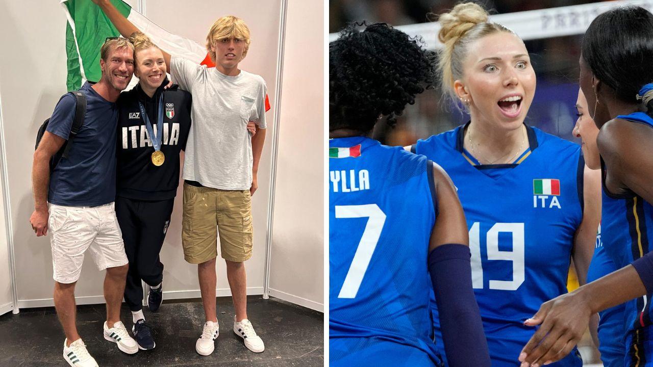 A sinistra Srah Far con il padre e il fratello dopo la medaglia d'oro