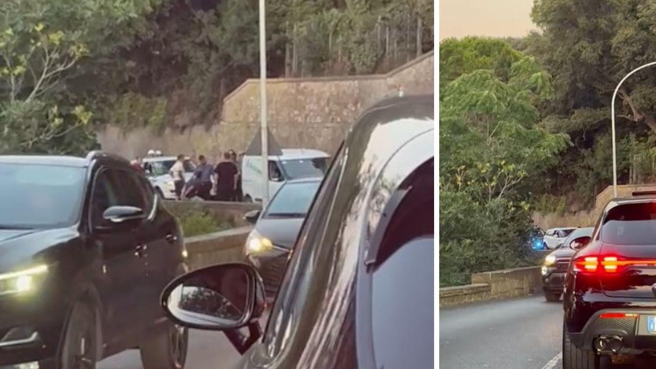 La coda lungo la strada provinciale 161 che da Orbetello conduce a Porto Santo Stefano
