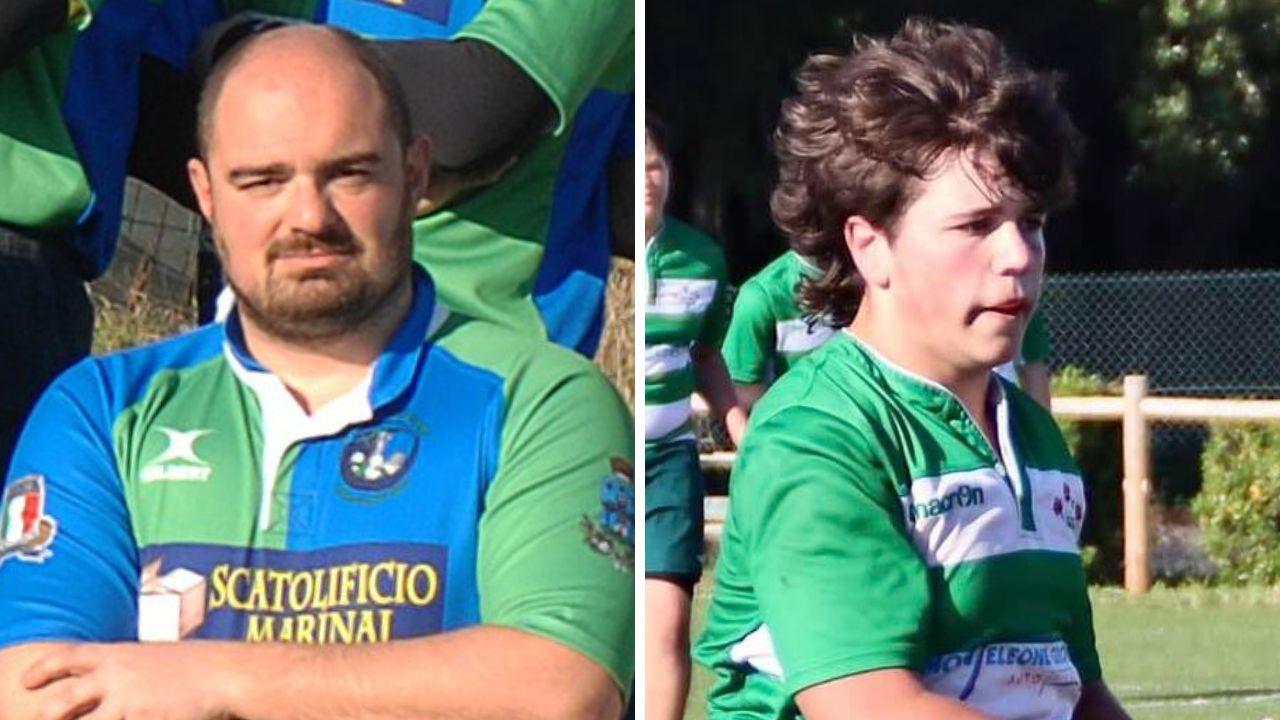 Carlo Ghiozzi, il consigliere comunale e Diego Norfini mentre sta giocando a rugby