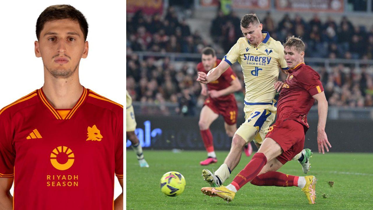 Marash Kumbulla, difensore della Roma e Ola Solbakken, attaccante di proprietà della Roma