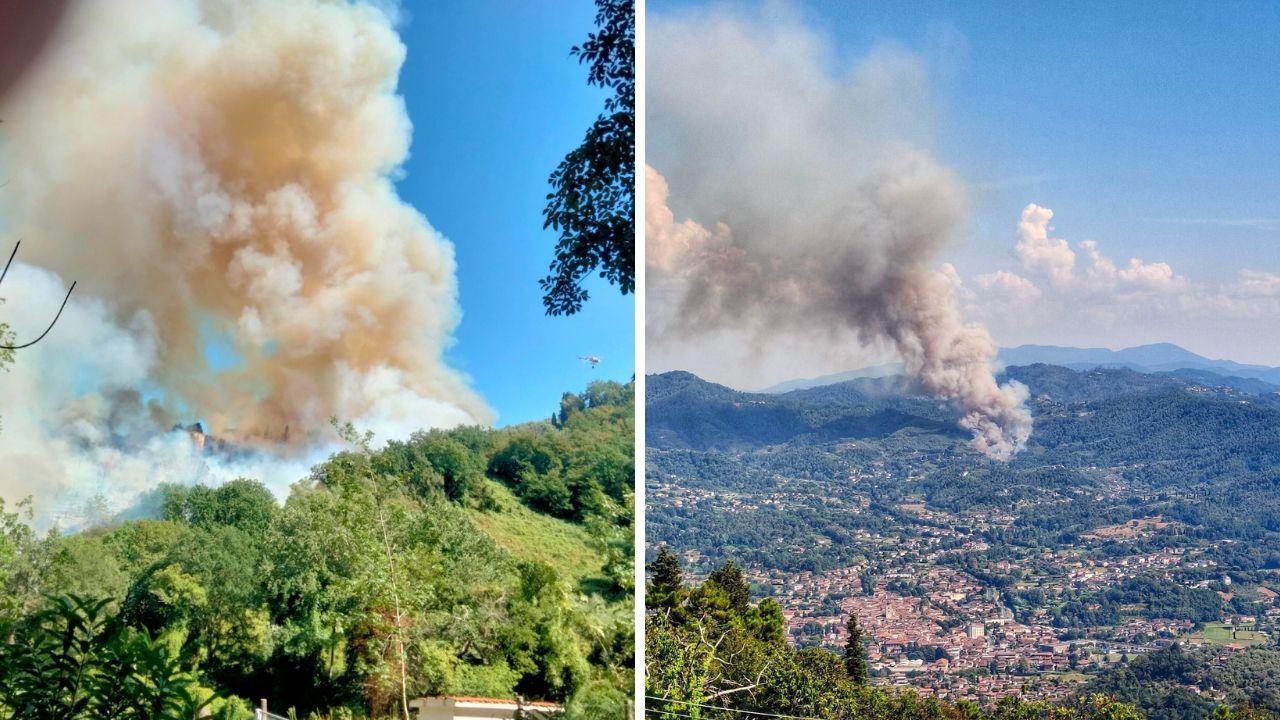 
	La collina in fiamme vista da vicino e il rogo visibile da lontano

