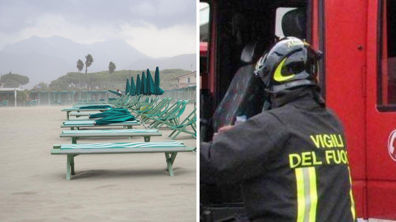 
	Tonfano nella tarda mattinata del 15 agosto (foto concessa da&nbsp;Barbara Cardini) e i vigili del fuoco

