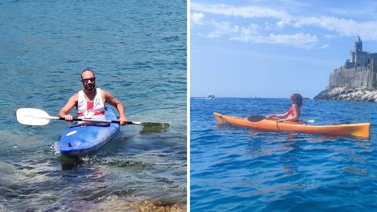 
	Alessandro Pomo e la compagna Michela sul kayak

