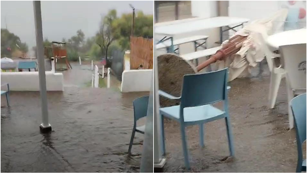 Due ore di tempesta a Sorso: un fiume di acqua e fango invade il chiosco “Baja Cuggoni”