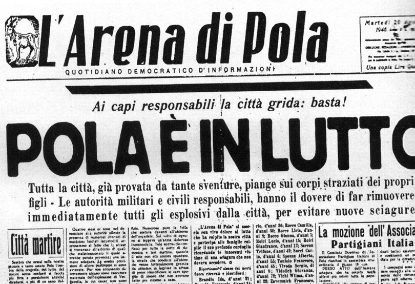 La pagina de "L'Arena di Pola"