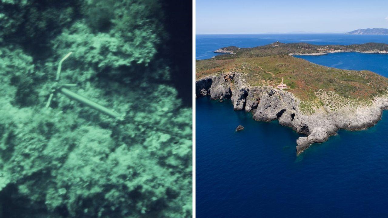 
	Una delle ancore gettate sui fondali dell&rsquo;Isola di Giannutri nella zona di Punta Secca, dove vige il regime di protezione per le praterie di posidonia oceanica

