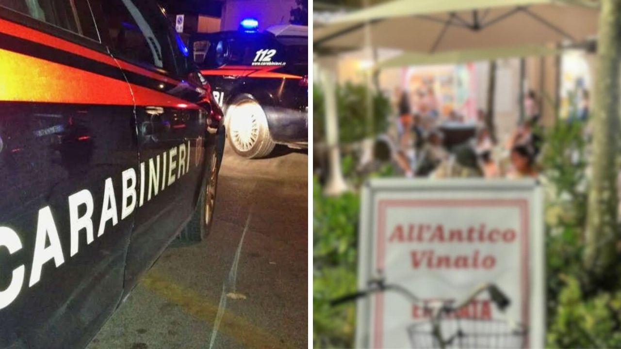 
	I carabinieri (foto di archivio) e il locale aperto a marzo (foto Barbara Cardini)

