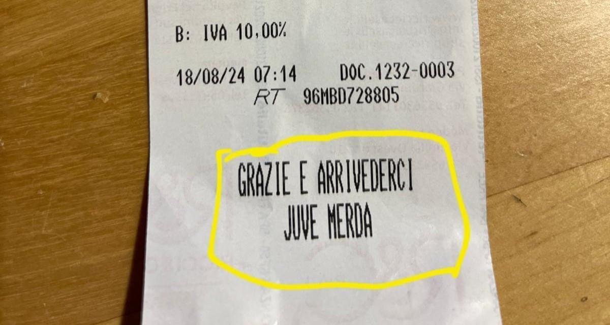 Gli scontrini goliardici del pasticcere di Fiumalbo dove c’è scritto: «Juve m...a»