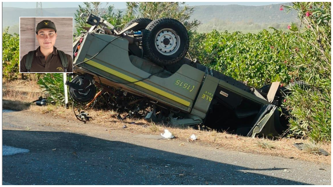 
	Michele Murenu e il mezzo della Forestale ribaltato&nbsp;

