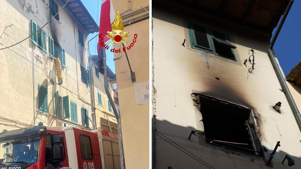 La casa dove è avvenuto l'incendio (a destra foto Franco Silvi)