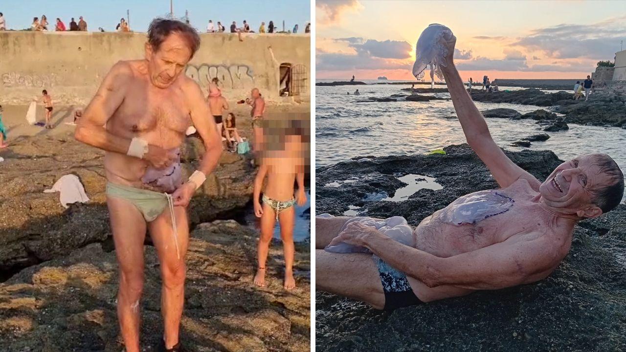 Alberto Mazzoni con le meduse