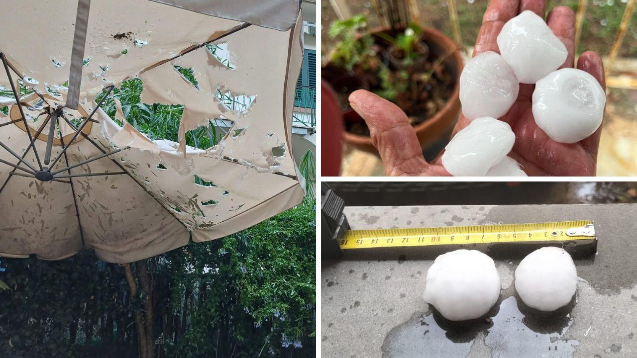 
	I danni della grandine e i chicchi grandi come palline da golf

