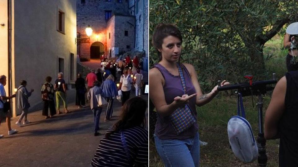 Nelle foto Noemi Forti e alcuni momenti delle riprese a Sasso Pisano