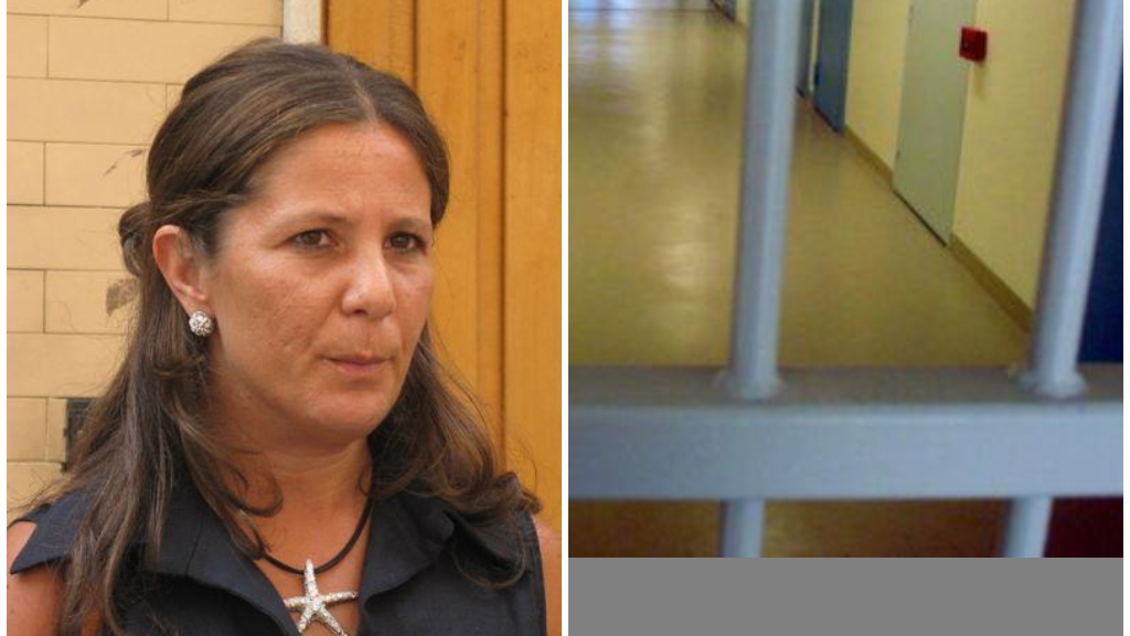 La garante Irene Testa, accanto il corridoio di un istituto carcerario