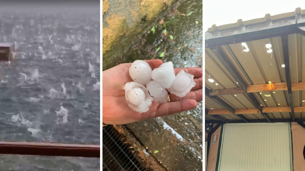 L'impatto della grandine in mare, i maxi chicchi e i danni provocati a Castiglioncello