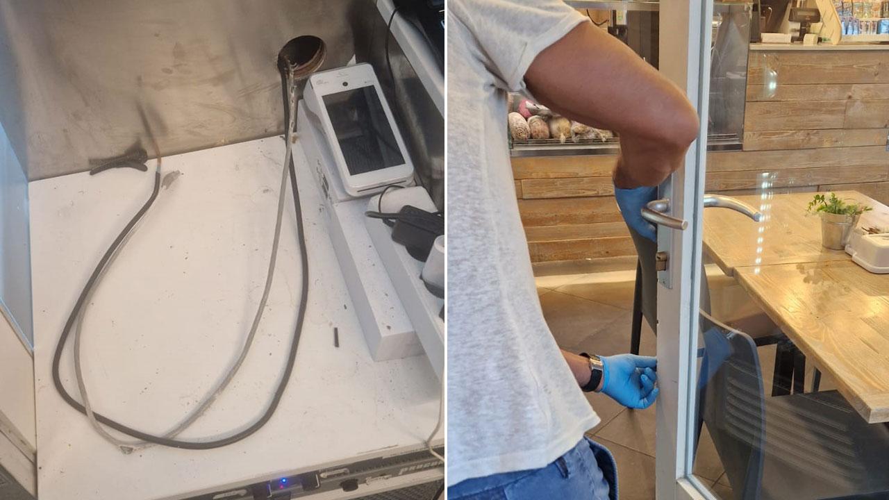 Due immagini dei danni provocati dai ladri alla Dogana di porta San Pietro a Lucca