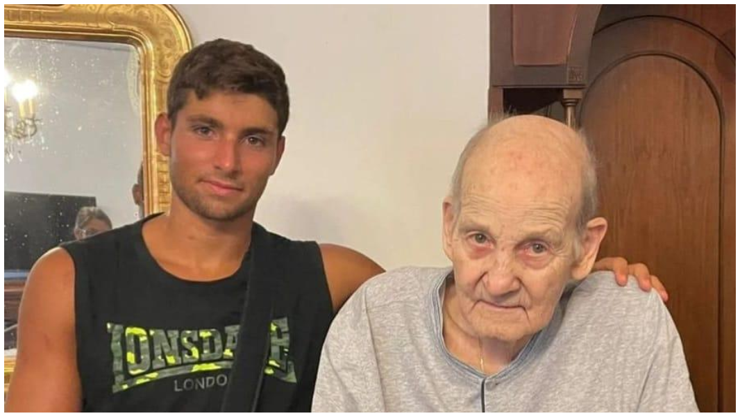 Gabriele Catta con l'amato nonno Gino
