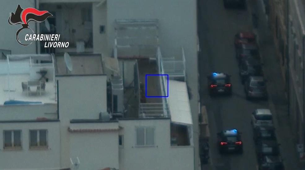 Un'immagine vista dall'elicottero dei carabinieri durante le operazioni