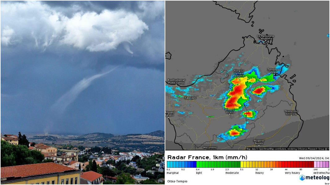Temporali in Monteacuto e in Gallura, tromba d’aria tra Ozieri e Tula