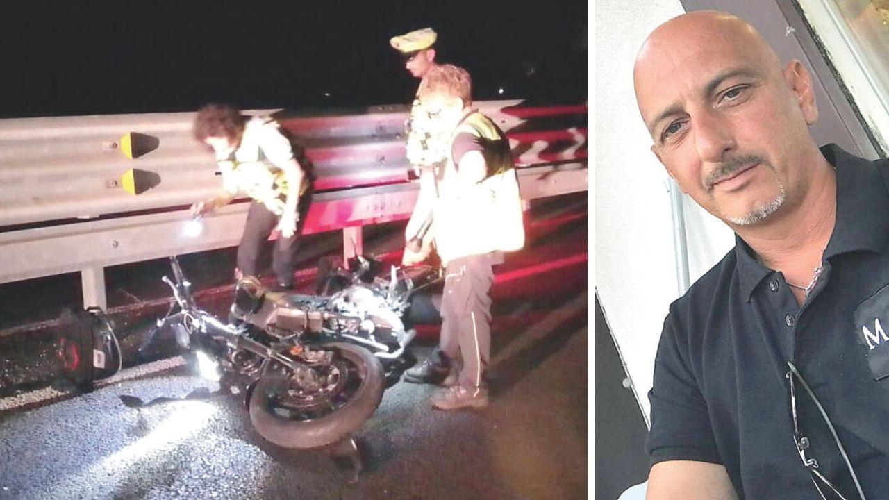 
	La moto dopo il tragico incidente e la vittima, Paolo Pardini


