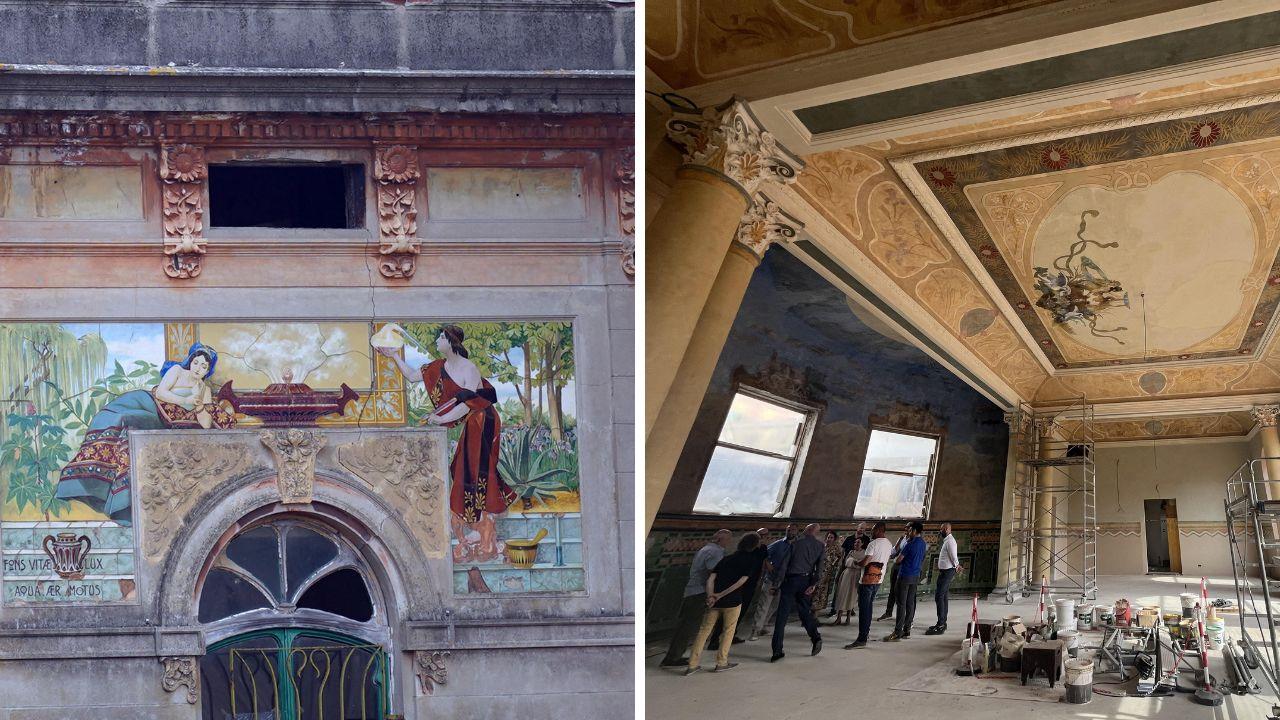 Il fotoservizio di Franco Silvi all’interno della Sala della Mescita delle Terme del Corallo tra affreschi e colonne restaurate