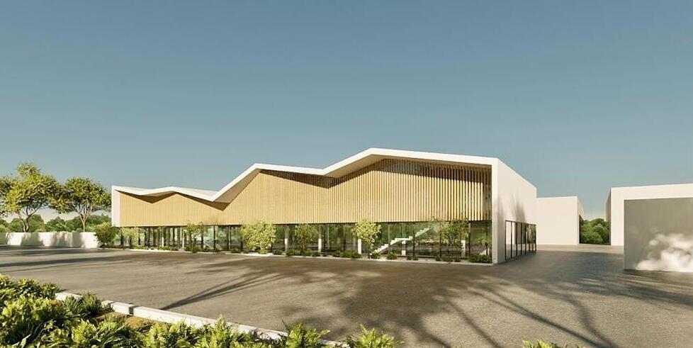 Una immagine della facciata del nuovo capannone