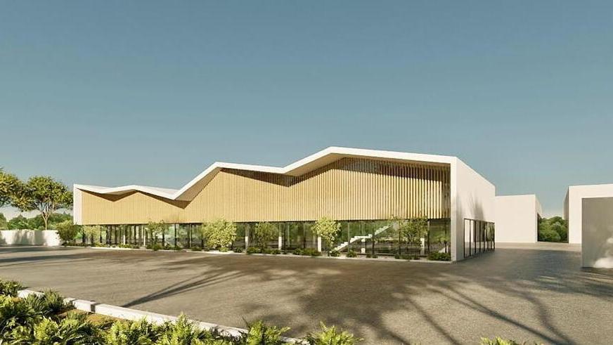 Una immagine della facciata del nuovo capannone