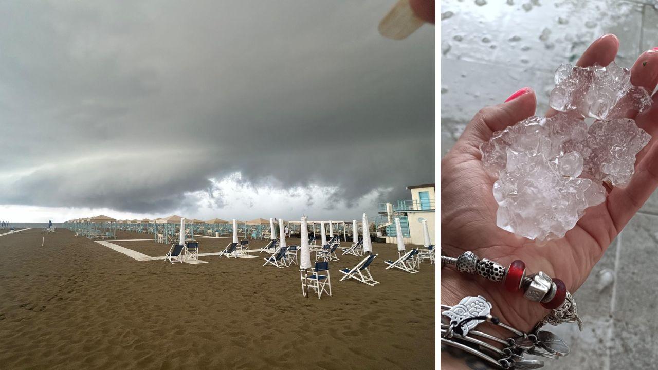 
	A destra la grandina&nbsp;caduta&nbsp;a Capezzano Pianore&nbsp;(foto di Jennifer Ramacciotti)

