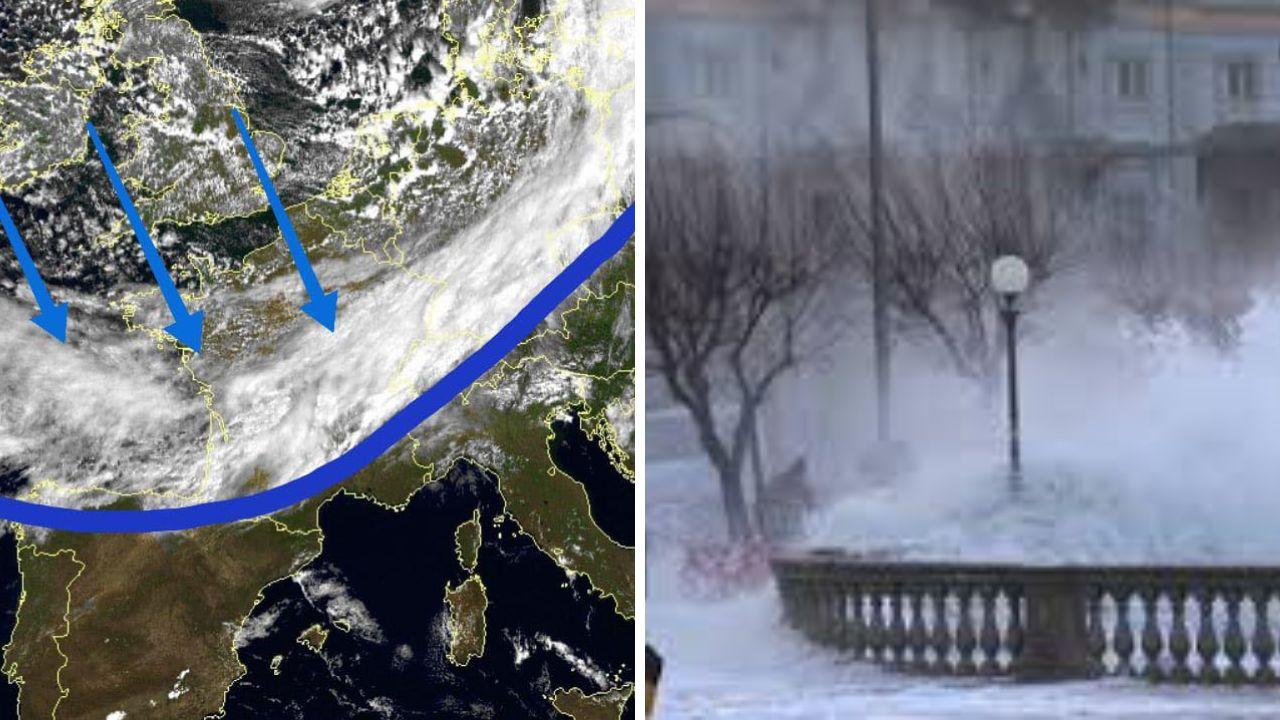 Il fronte freddo in arrivo sull'Italia e la mareggiata a Livorno