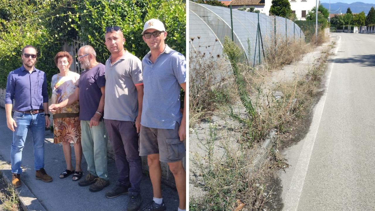 I residenti di via de’ Bonechi mentre descrivono i guai della loro strada