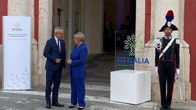 La ministra Marina Calderone al G7 di Cagliari (foto Mario Rosas)