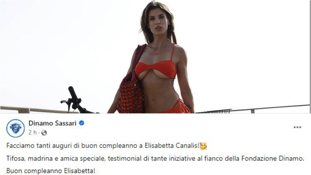 Elisabetta Canalis e il post della Dinamo 