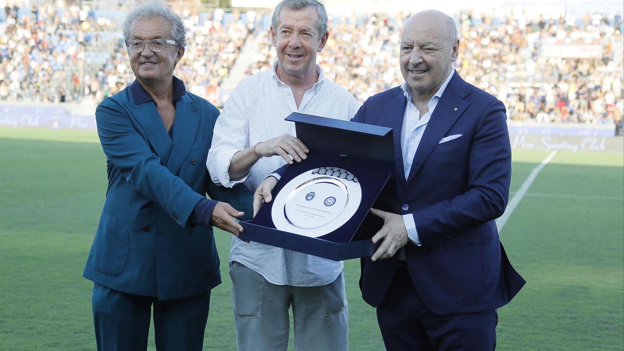 Knaster con Giuseppe Corrado e il presidente dell’Inter Giuseppe Marotta (Muzzi)