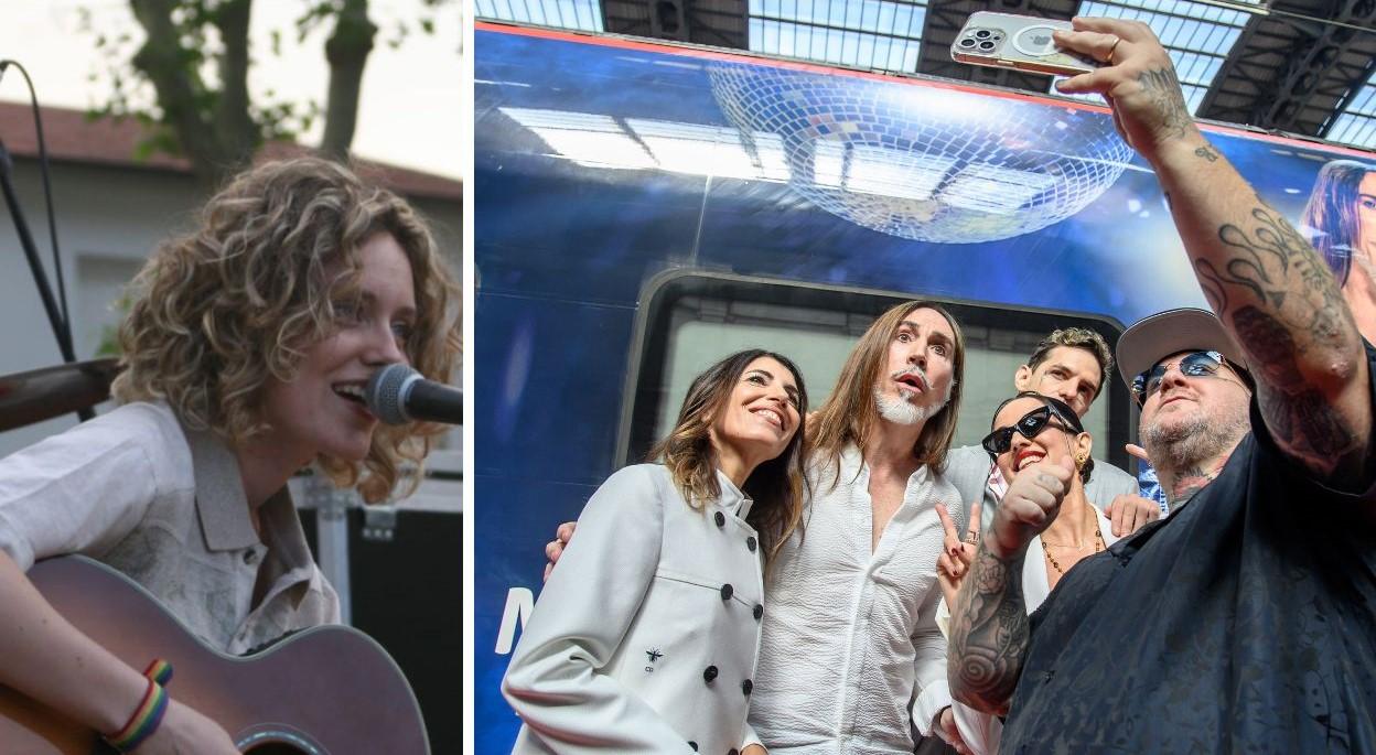 
	Claudia Sacco e i giudici di X Factor con Giorgia

