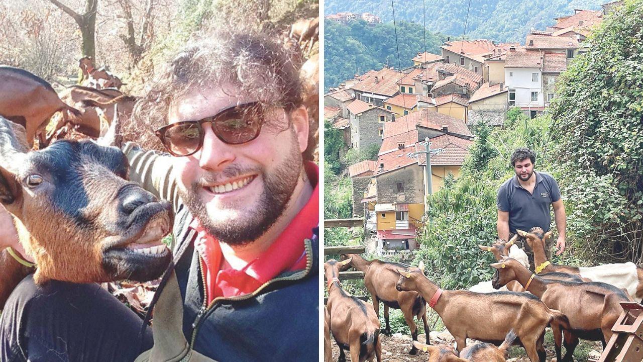 Filippo con le sue capre nel paesino sui monti toscani