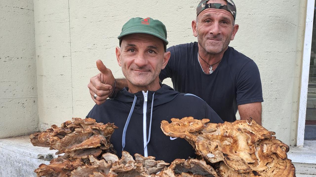 Francesco e Simone Tangheroni con i 20 chili di funghi
