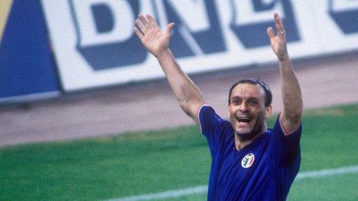 Totò Schillaci dopo un go al mondiale italiano