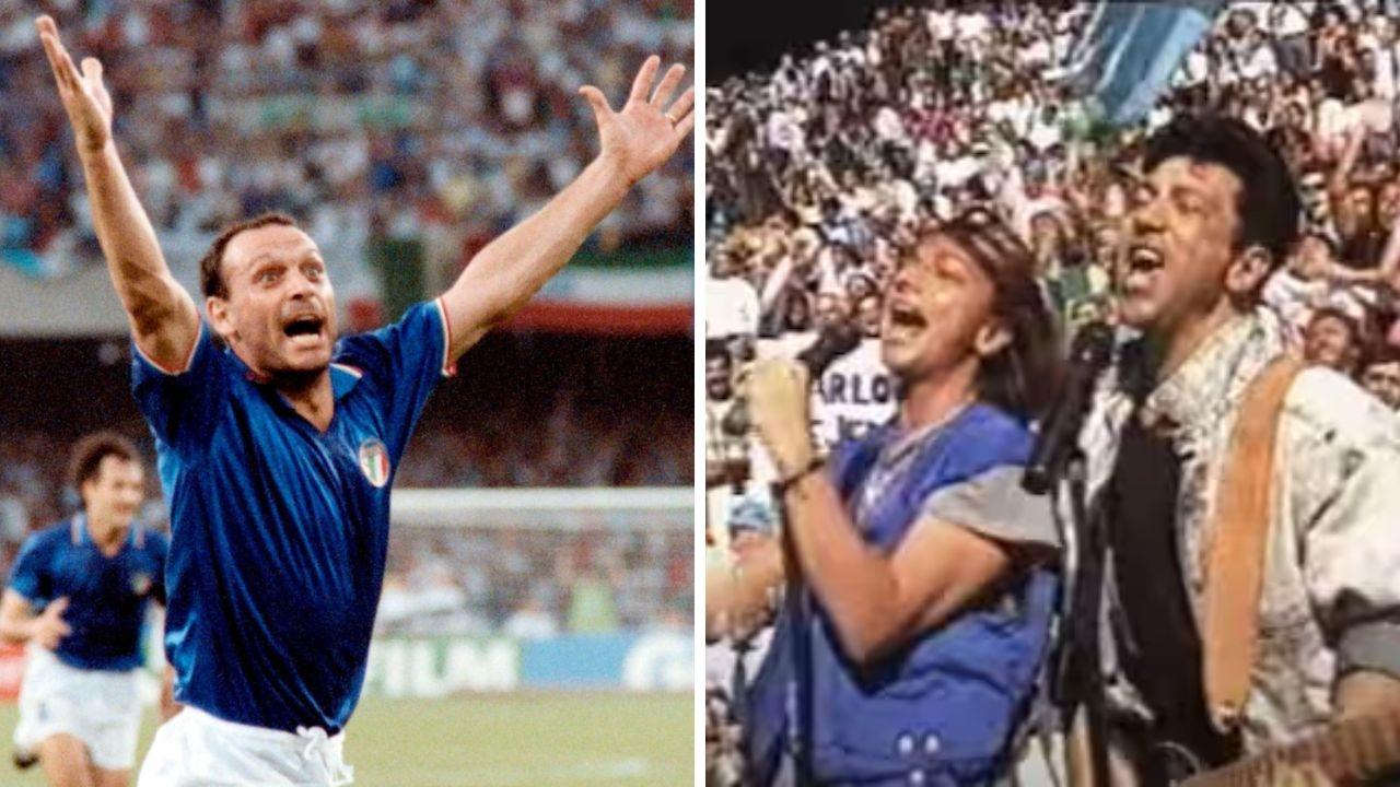Totò Schillaci e Gianna Nannini con Edoardo Bennato a Italia '90