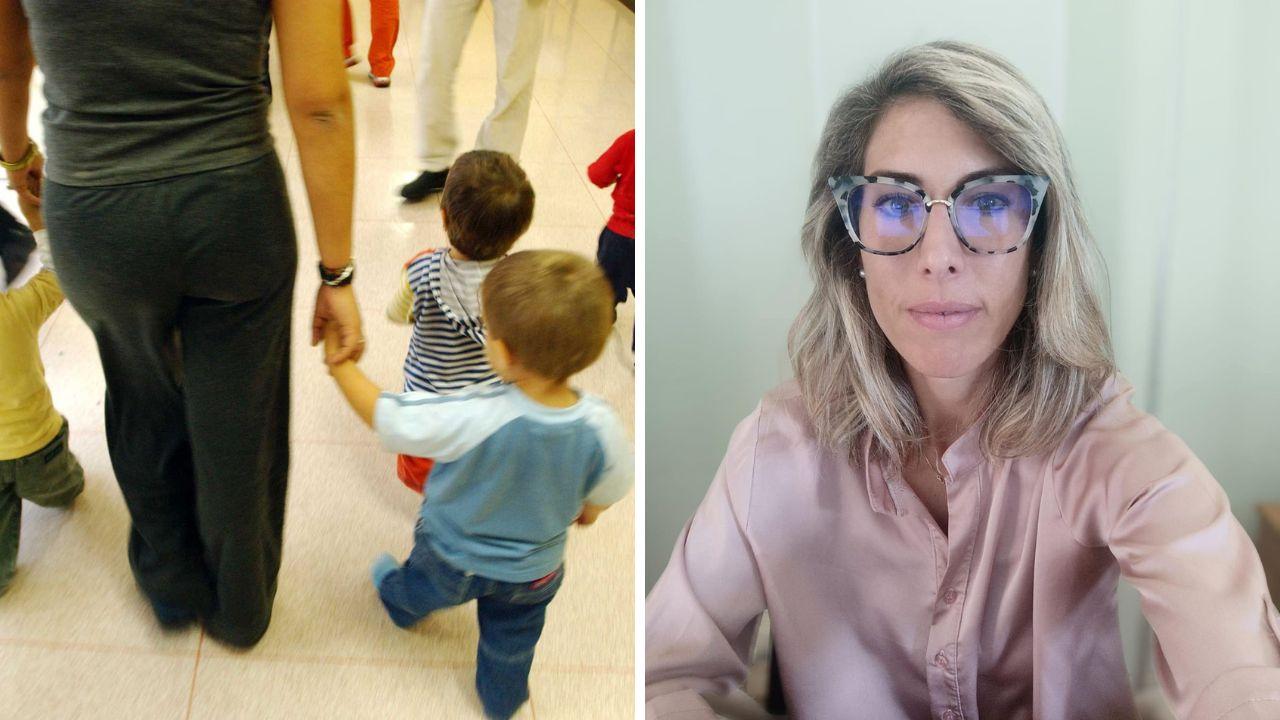 Alcuni bambini di un asilo nido, e Raffaela Costa