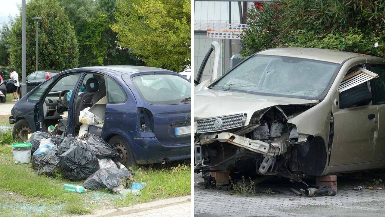 Alcune immagini di auto abbandonate