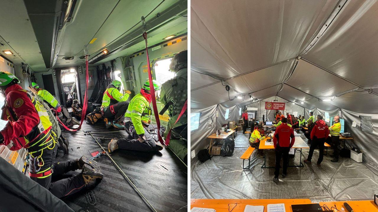 
	Il personale del Soccorso Alpino impegnato nelle ricerche dell'aereo scomparso

