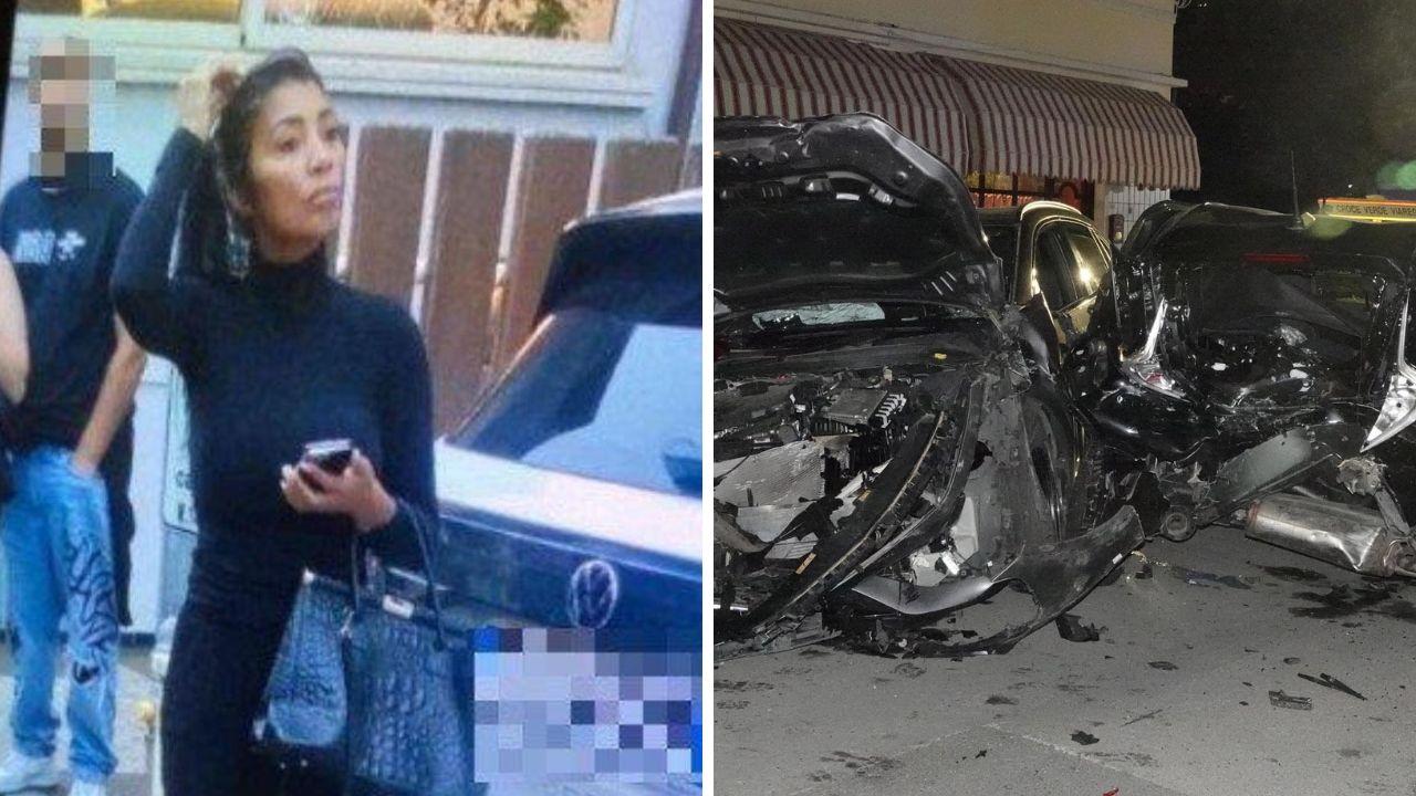 La conducente dell'auto e un'immagine dello scontro (foto Paglianti)